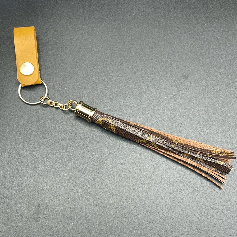 UPCYLCED Louis Vuitton and Gold Keychain with Tassel - Picture 1 of 4